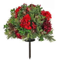 Best National Tree Company 28 in. Pre-Lit Vienna Waltz Decorated Urn Filler with LED Lights