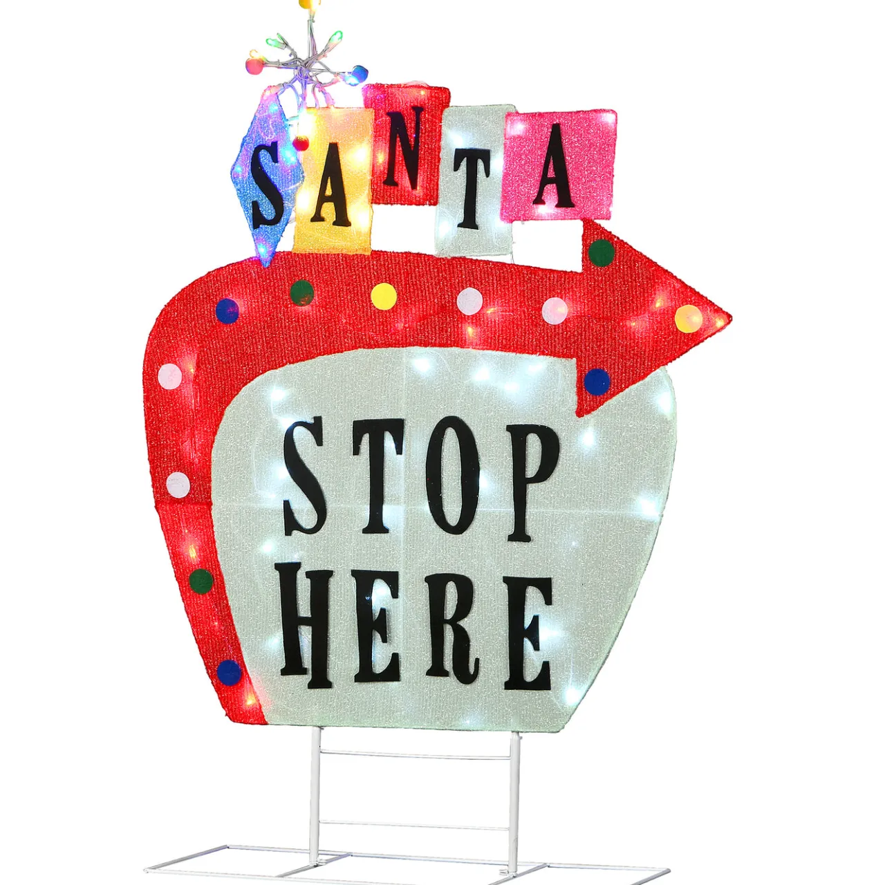 Discount National Tree Company 50 in. Pre-Lit Vintage Vegas Santa Sign
