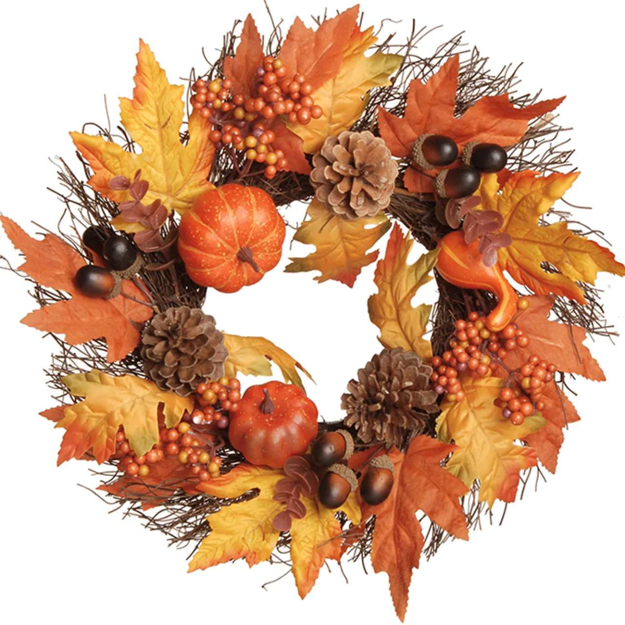 Online National Tree Company 15 in. Pumpkins and Maple Leaves Wreath