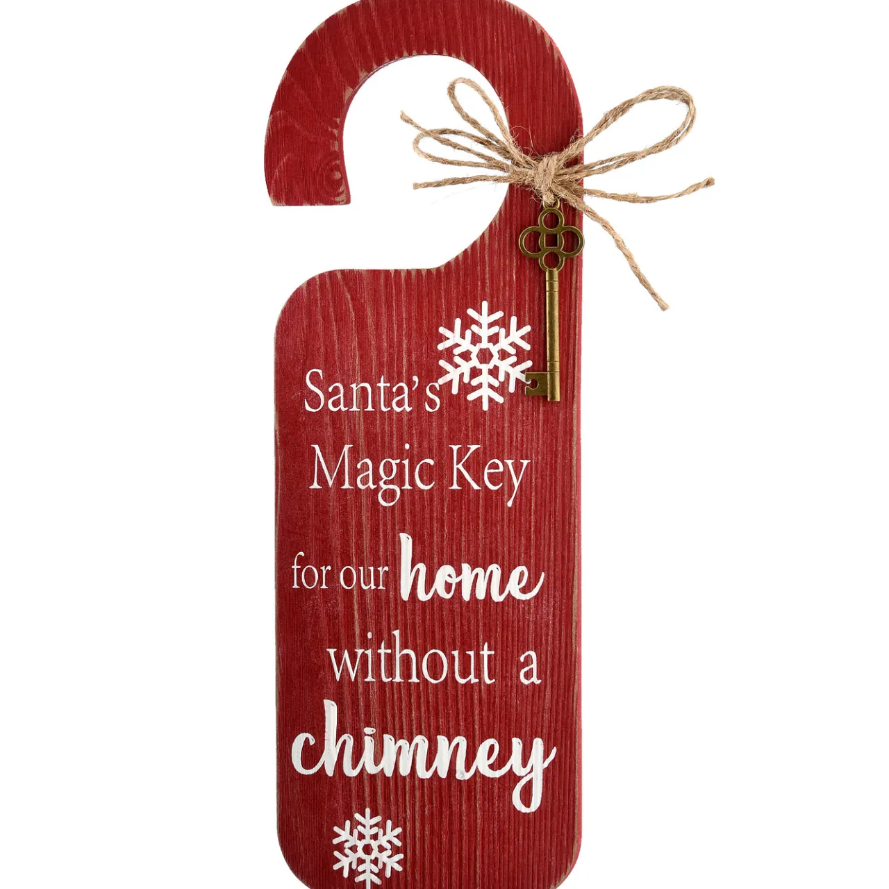 Sale National Tree Company 12 in. Santa's Key Doorknob Christmas Sign, Red with White Lettering and Decorative Ornate Key, Snowflakes