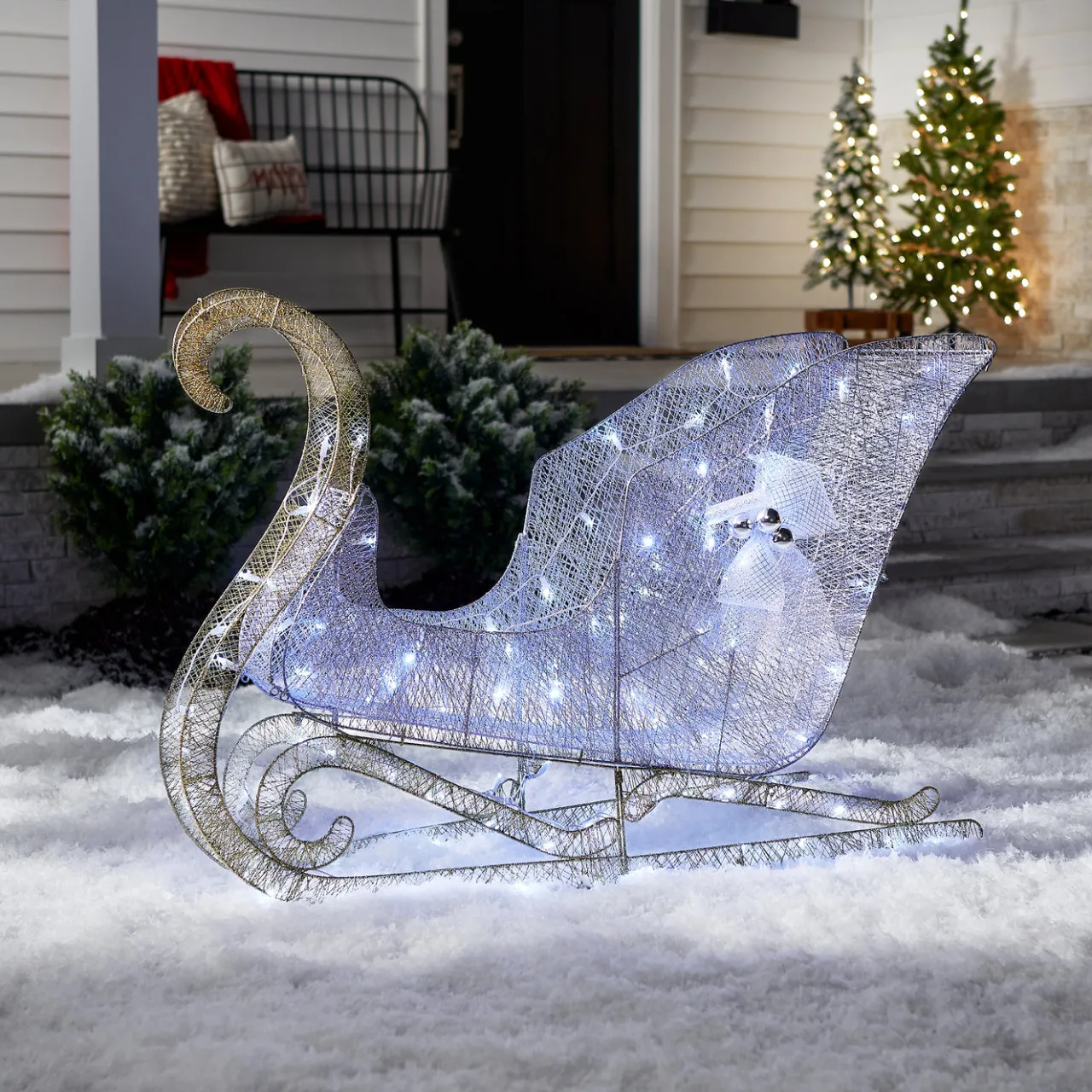 Best National Tree Company 48 in. Santas Sleigh with Cool White LED Lights