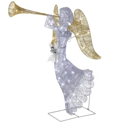 Sale National Tree Company 48 in. Silver Angel Decor with White LED Lights