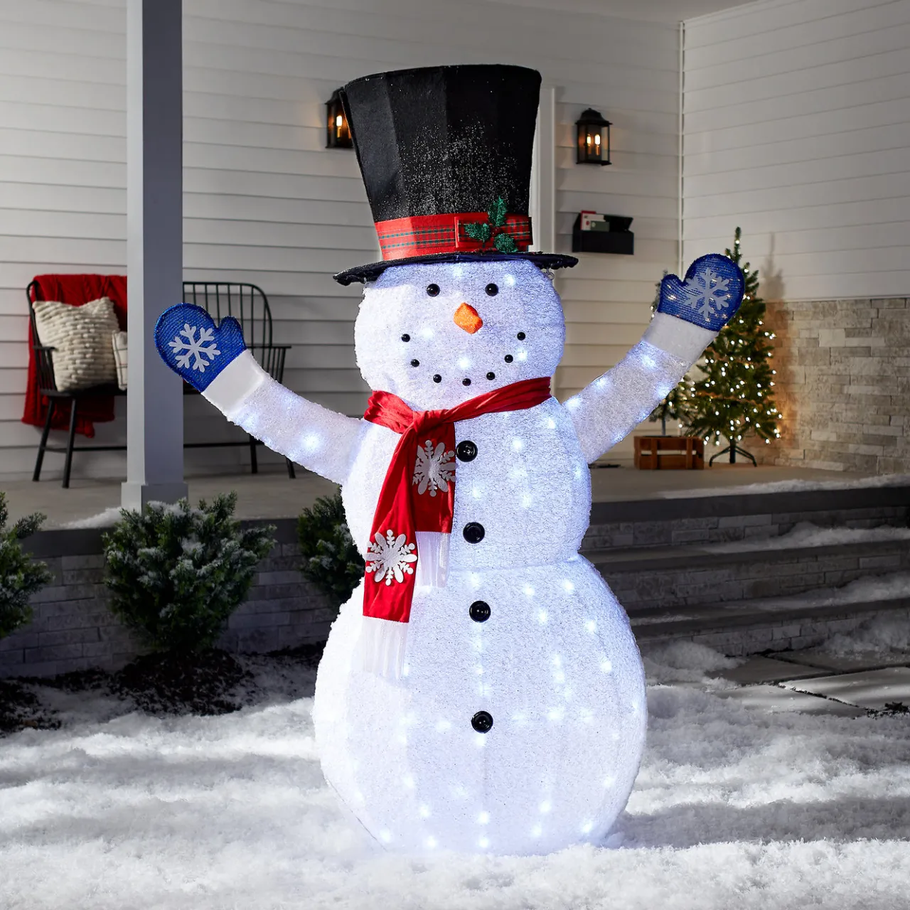 National Tree Company 72 in. Snowman Decoration with White LED Lights