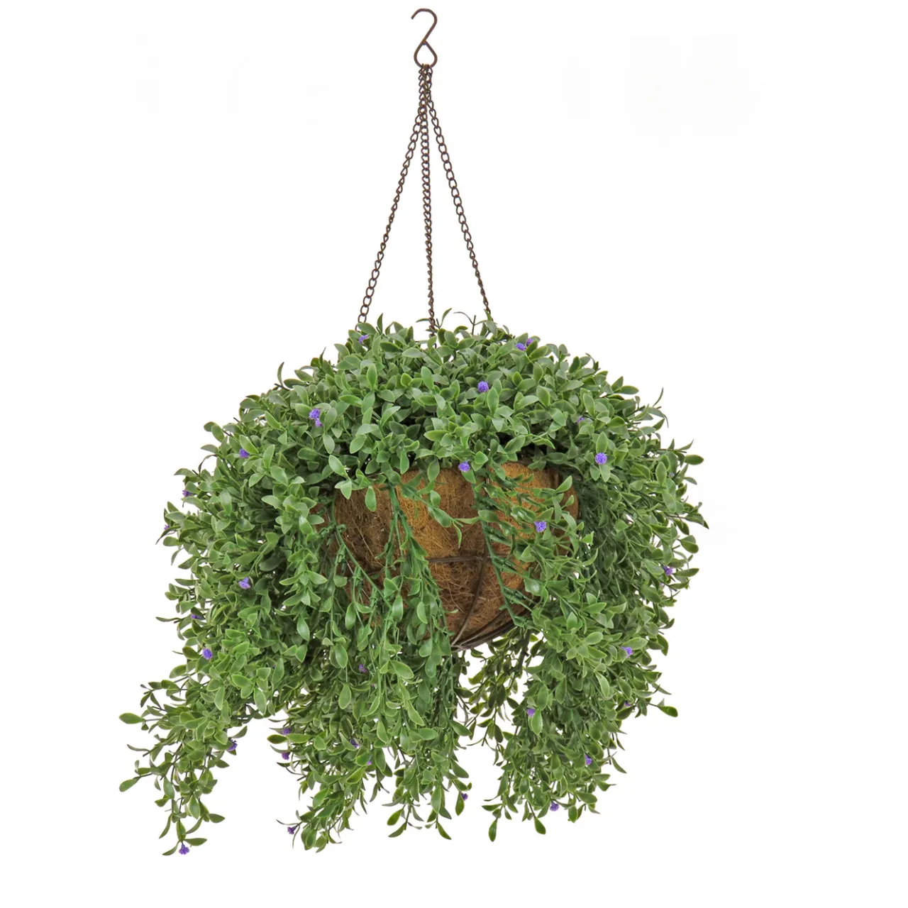 Outlet National Tree Company 18 in. Spring Argentea Hanging Plant with Purple Flowers