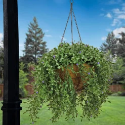 Outlet National Tree Company 18 in. Spring Argentea Hanging Plant with Purple Flowers
