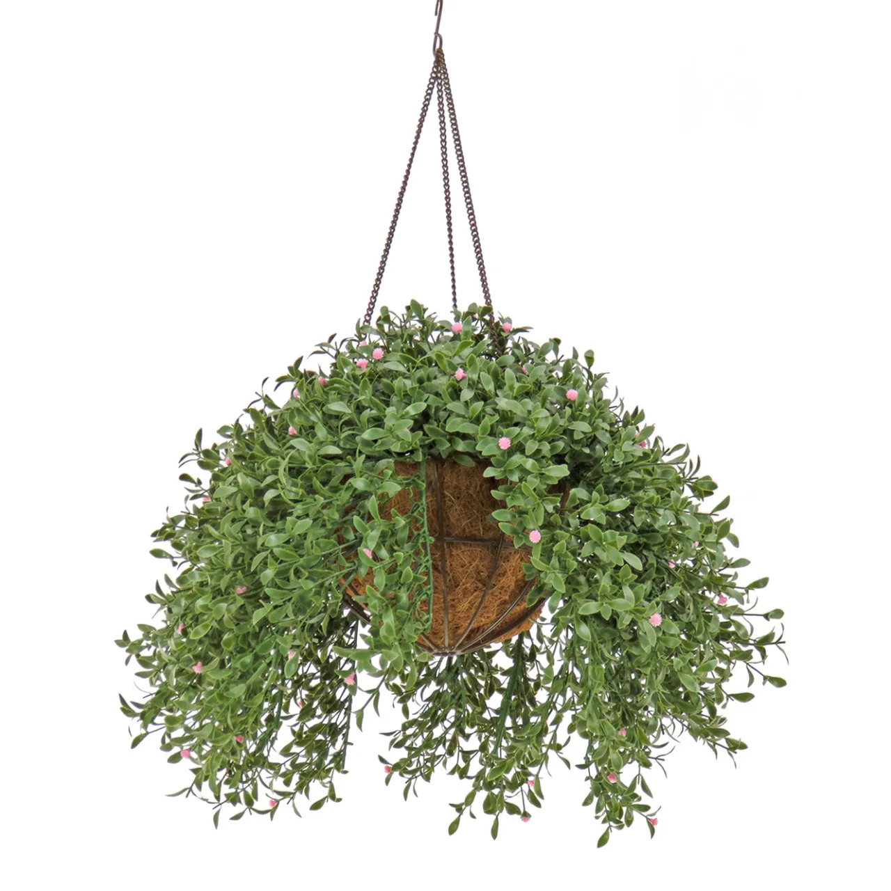 National Tree Company 18 in. Spring Argentea Hanging Plant with Pink Flowers