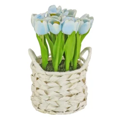 Sale National Tree Company 10 in. Spring Blue Tulip Bouquet in Metal Pot