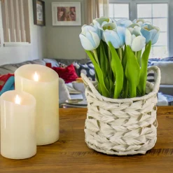 Sale National Tree Company 10 in. Spring Blue Tulip Bouquet in Metal Pot