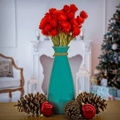 National Tree Company 16 in. Spring Dried Red Capeblumen Flowers Bouquet
