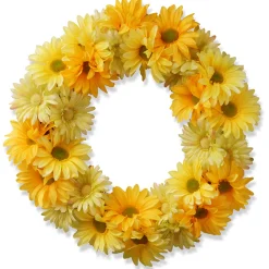 New National Tree Company 19 in. Spring Garden Accents Yellow Cosmos Wreath