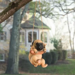 Sale National Tree Company 5 in. Spring Hanging Wall Decoratio with Pug Puppy on Wooden Branch