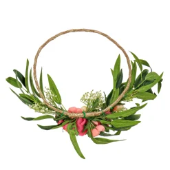 Best National Tree Company 16 in. Spring Hoop Wreath with Eucalyptus and Buttercups