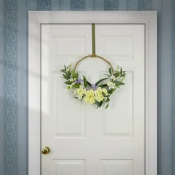 Discount National Tree Company 18 in. Spring Hoop Wreath with Peony Flower Blooms, Mini Blossoms, and Flowing Green Stems