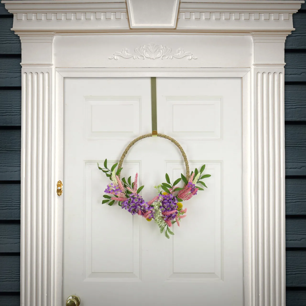 New National Tree Company 16 in. Spring Hoop Wreath with Lavender and Blossom