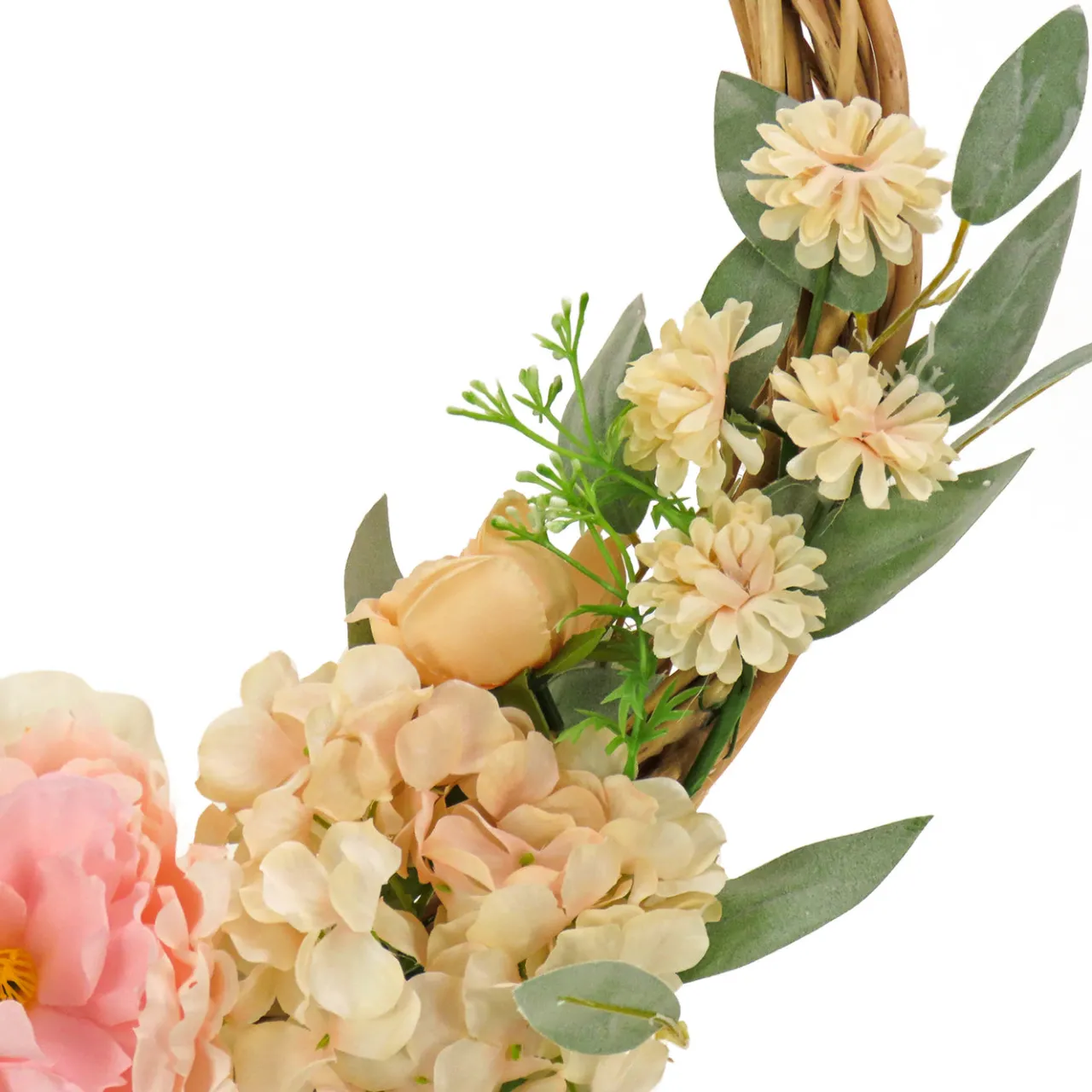 Best National Tree Company 19 in. Spring Hoop Wreath with Wild Rose and Peony Flowers