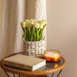 Sale National Tree Company 10 in. Spring Light Yellow Tulip Bouquet in White Basket
