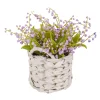 Best National Tree Company 11 in. Spring Mauve Lily-of-the-Valley Flowers in White Basket
