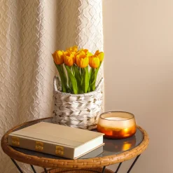 Discount National Tree Company 10 in. Spring Orange Tulip Bouquet in White Basket