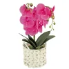 Best National Tree Company 21 in. Spring Purple Orchid in White Basket