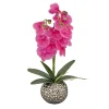 Best National Tree Company 21 in. Spring Purple Orchid in Silver Smooth Ceramic Pot