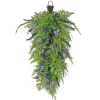 New National Tree Company 30 in. Spring Teardrop Wall Hanging Decoration with Astilbe Flower Blooms, Ferns, Leafy Greens