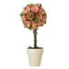 Discount National Tree Company 12 in. Spring Topiary with Pink Floral Blooms, White Pot Base