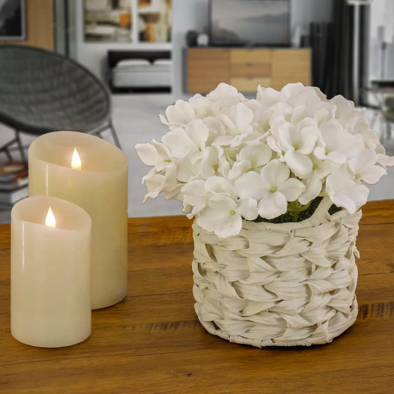Sale National Tree Company 10 in. Spring White Hydrangea Bouquet in White Basket
