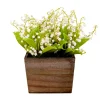 New National Tree Company 10 in. Spring White Lily-of-the-Valley Flowers in Wood Box