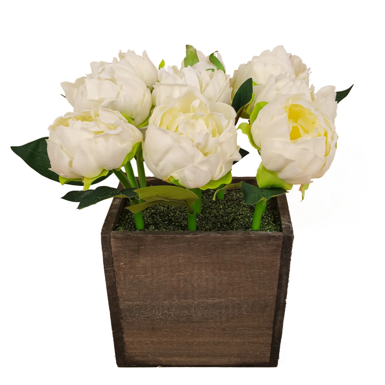 Sale National Tree Company 10 in. Spring White Peony Flowers in Wood Box