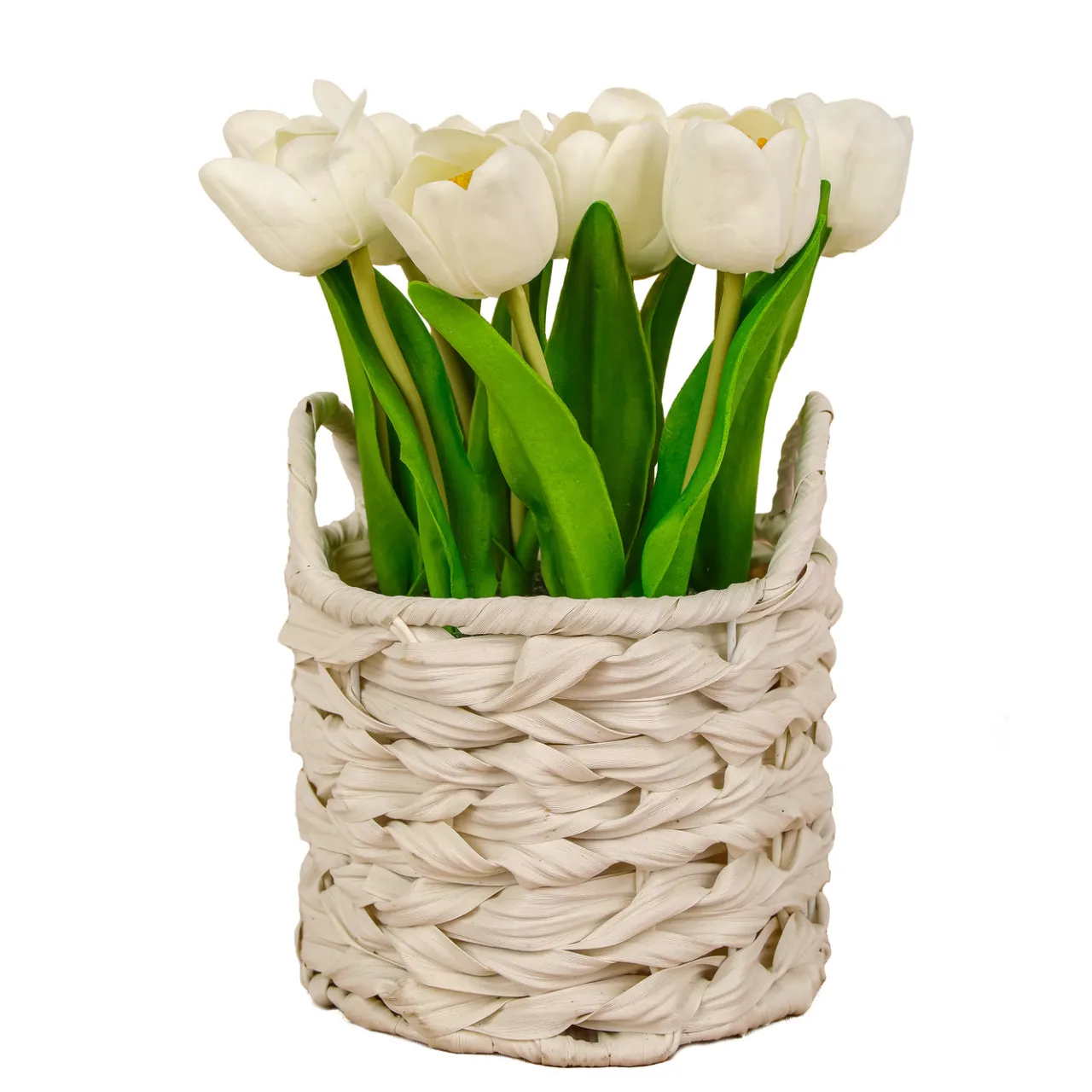 Outlet National Tree Company 10 in. Spring White Tulip Bouquet in White Basket