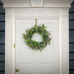 Discount National Tree Company 22 in. Spring Wreath with Eucalyptus Leaves, Lavender, Flowing Green Stems