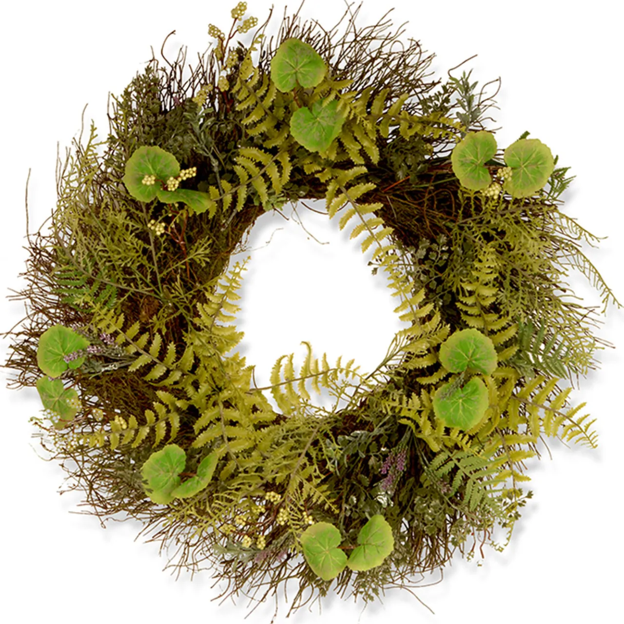 Clearance National Tree Company 24 in. Spring Wreath with Fern Leaves, Lavender, Leafy Greens