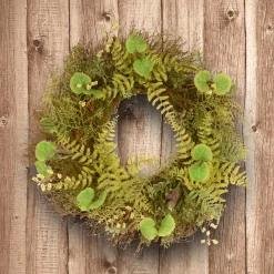 Clearance National Tree Company 24 in. Spring Wreath with Fern Leaves, Lavender, Leafy Greens