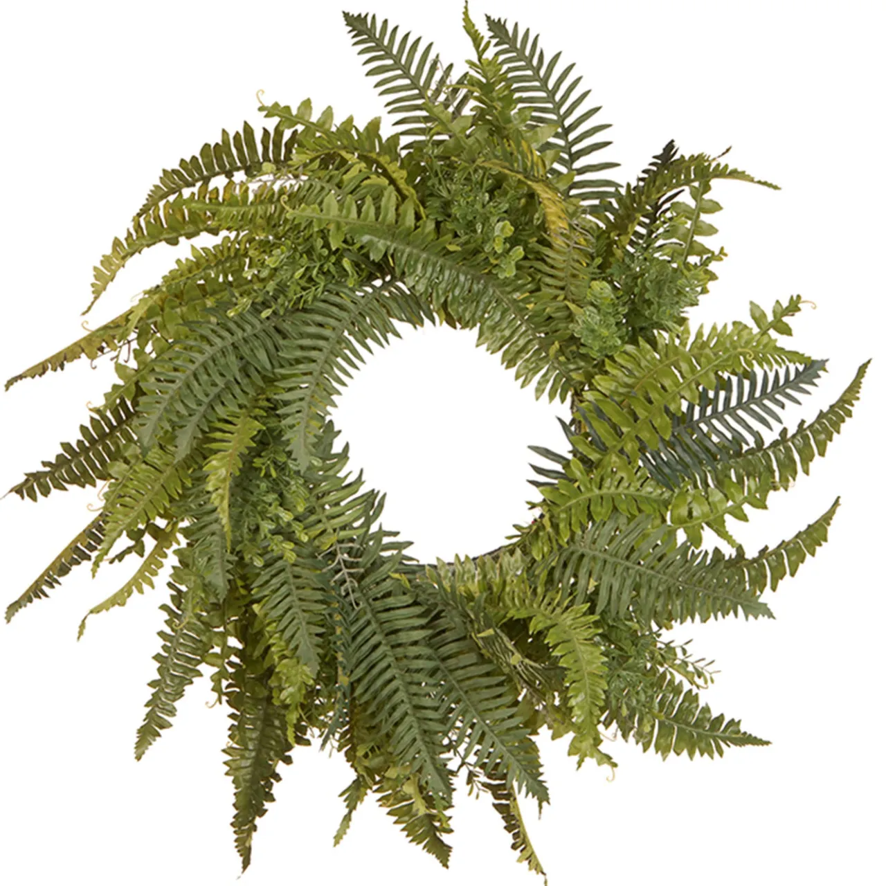 Hot National Tree Company 36 in. Spring Wreath with Fern Leaves and Flowing Green Stems
