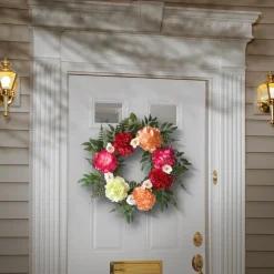 Best National Tree Company 22 in. Spring Wreath with Flower Blooms, Leafy Greens