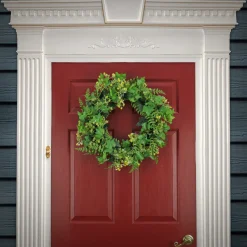 Sale National Tree Company 24 in. Spring Wreath with Ivy, Fern Leaves, Seed Pods, and Flowing Green Stems