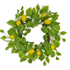Sale National Tree Company 22 in. Spring Wreath with Lemons, Flower Blooms, Leafy Greens
