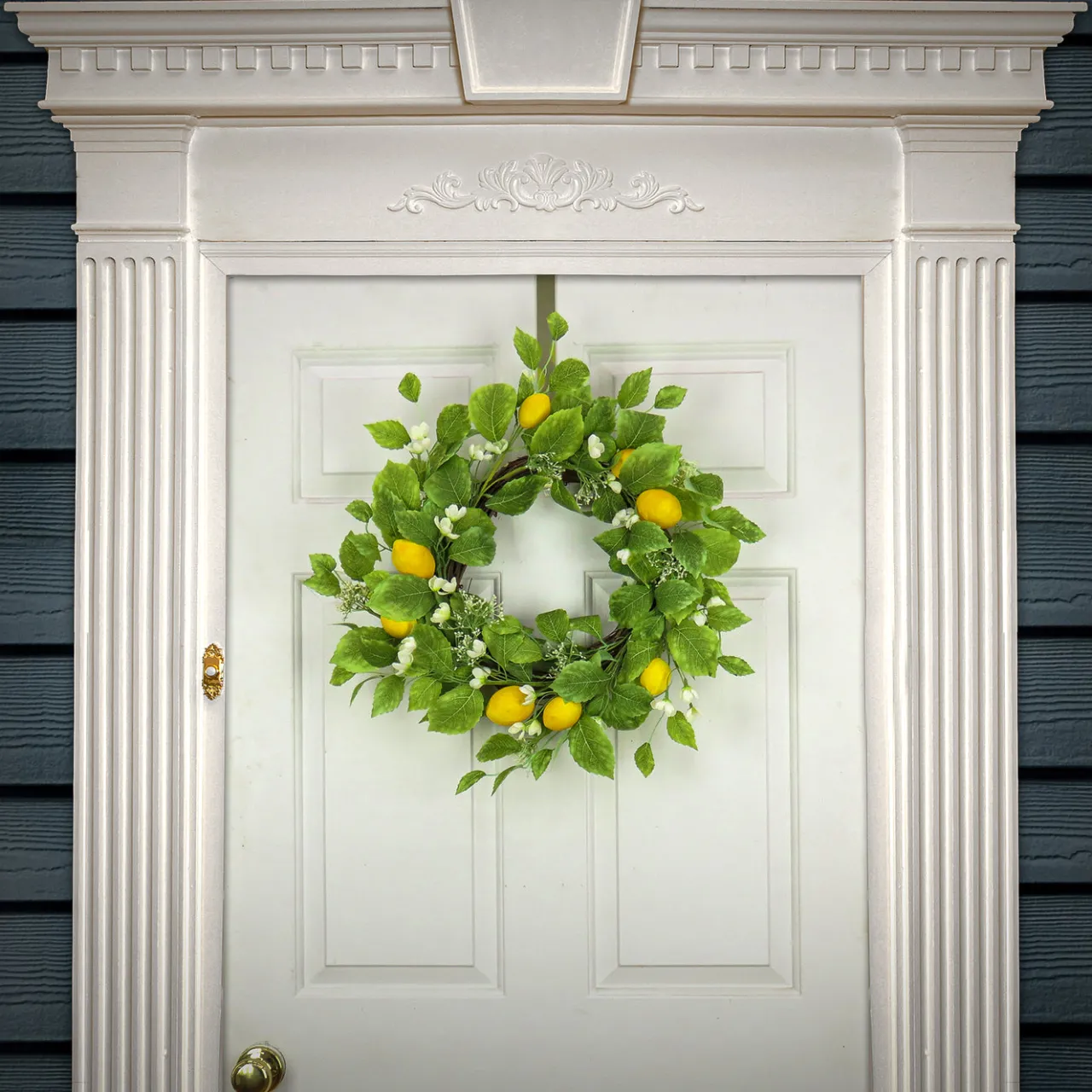 Sale National Tree Company 22 in. Spring Wreath with Lemons, Flower Blooms, Leafy Greens