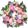 Discount National Tree Company 18 in. Spring Wreath with Multicolor Daisy and Tiger Lily Blooms, Leafy Greens, Berry Clusters