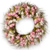 Sale National Tree Company 21 in. Spring Wreath with Pink and White Tulips, Flowing Green Stems