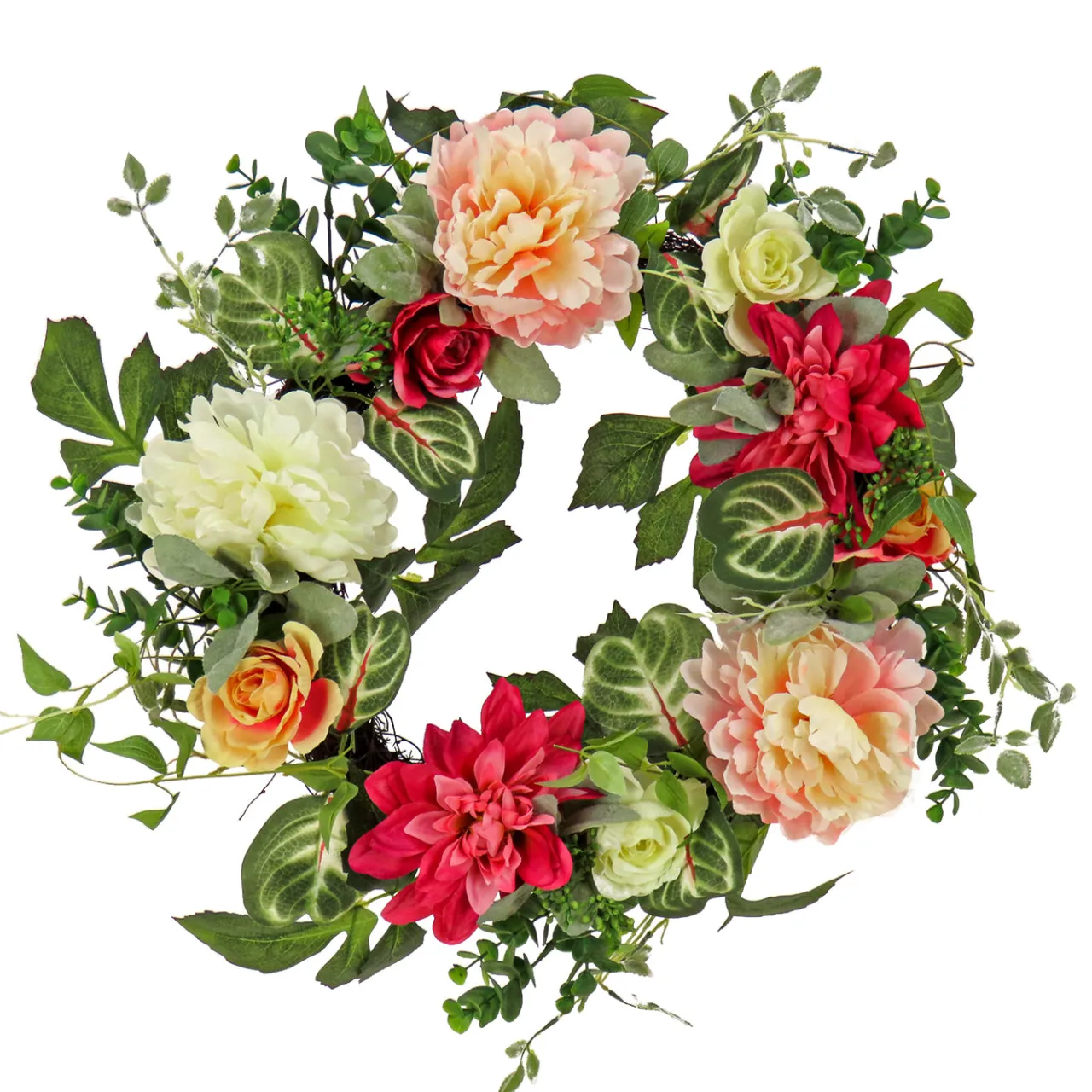 Outlet National Tree Company 22 in. Spring Wreath with Tulip, Poppy, and Buttercup Blooms