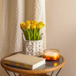 Sale National Tree Company 10 in. Spring Yellow Tulip Bouquet in White Basket