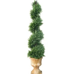 Clearance National Tree Company 54 in. Upright Juniper Slim Spiral Topiary Tree in a Decorative Urn