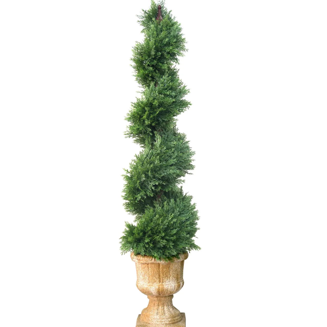 Clearance National Tree Company 54 in. Upright Juniper Slim Spiral Topiary Tree in a Decorative Urn