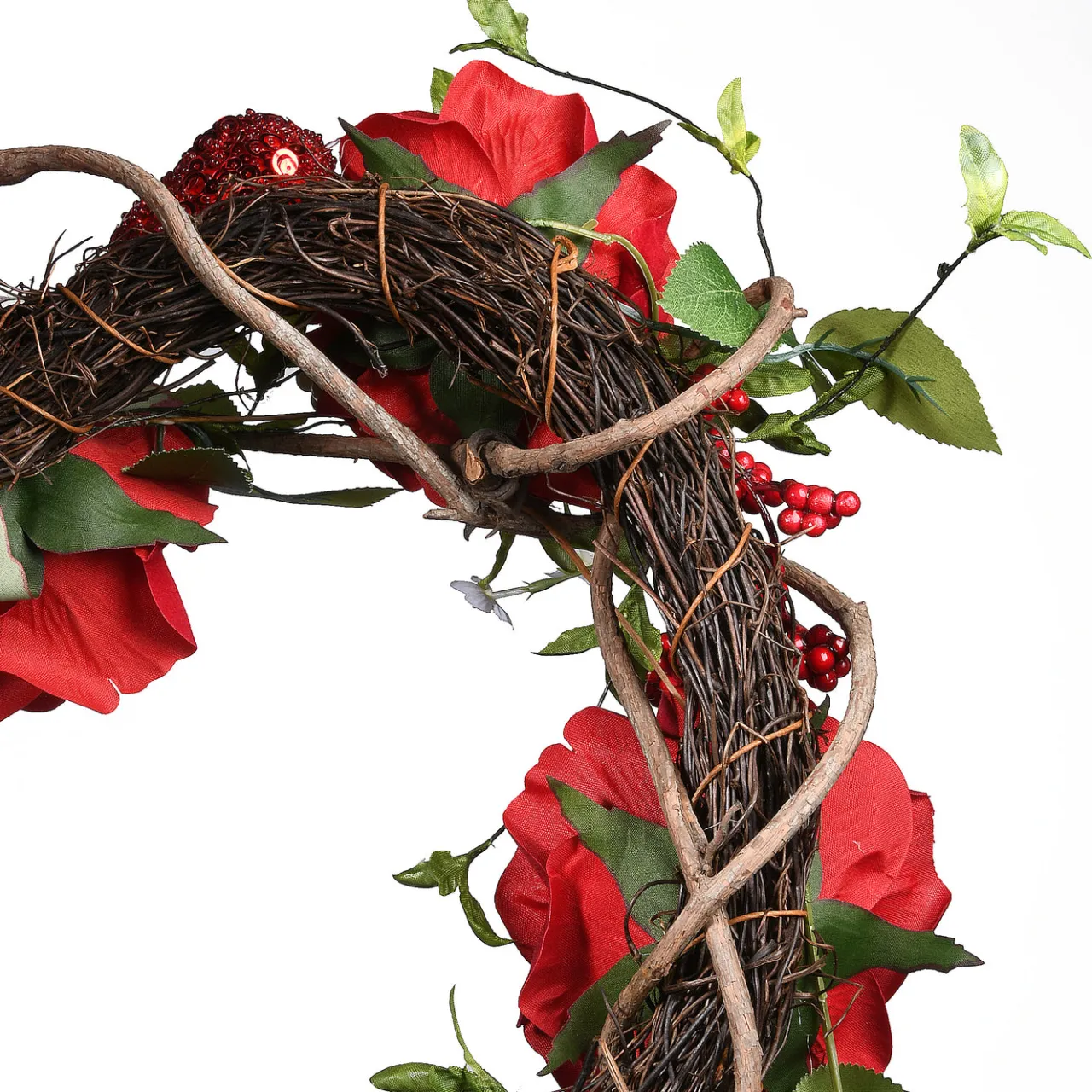 New National Tree Company 20 in. Valentine's Floral Heart Red Roses Wreath