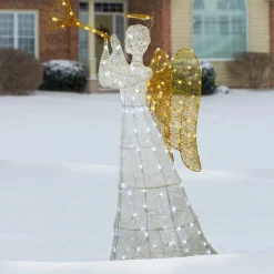 New National Tree Company 60 in. White Angel Decoration with LED Lights