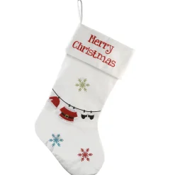 Best National Tree Company 18 in. White Merry Christmas Stocking with Snowflakes