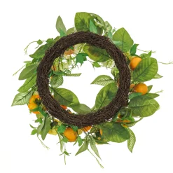 Discount National Tree Company 24 in.Spring Wreath with Lemons, Hydrangeas, and Buttercups