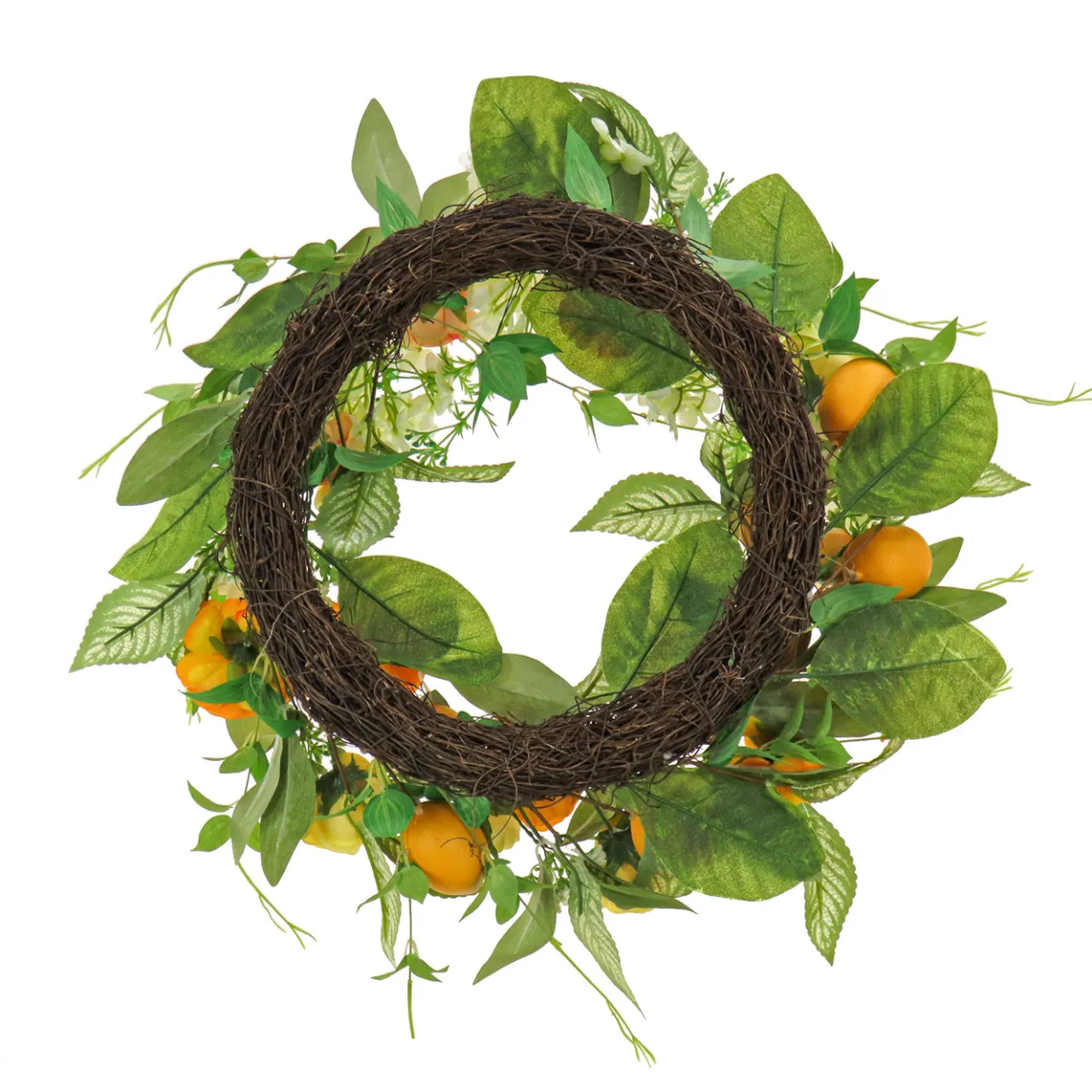 Discount National Tree Company 24 in.Spring Wreath with Lemons, Hydrangeas, and Buttercups