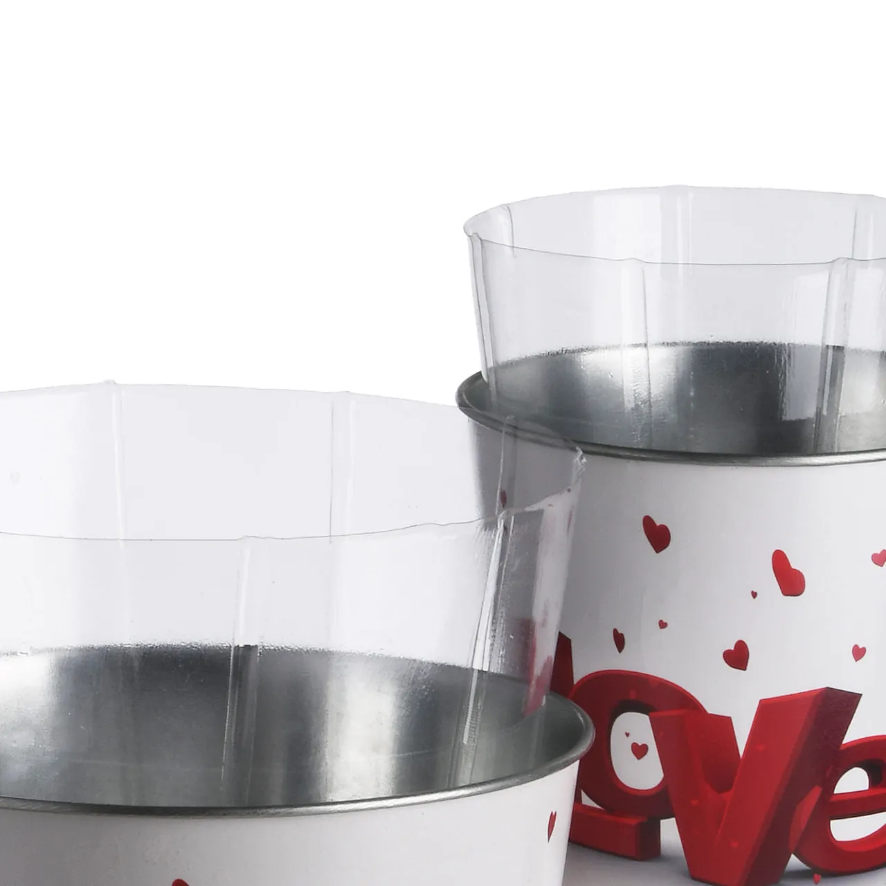 Discount National Tree Company 2 Piece Valentine's 'LOVE' Tin Pots Decorated with Red Hearts